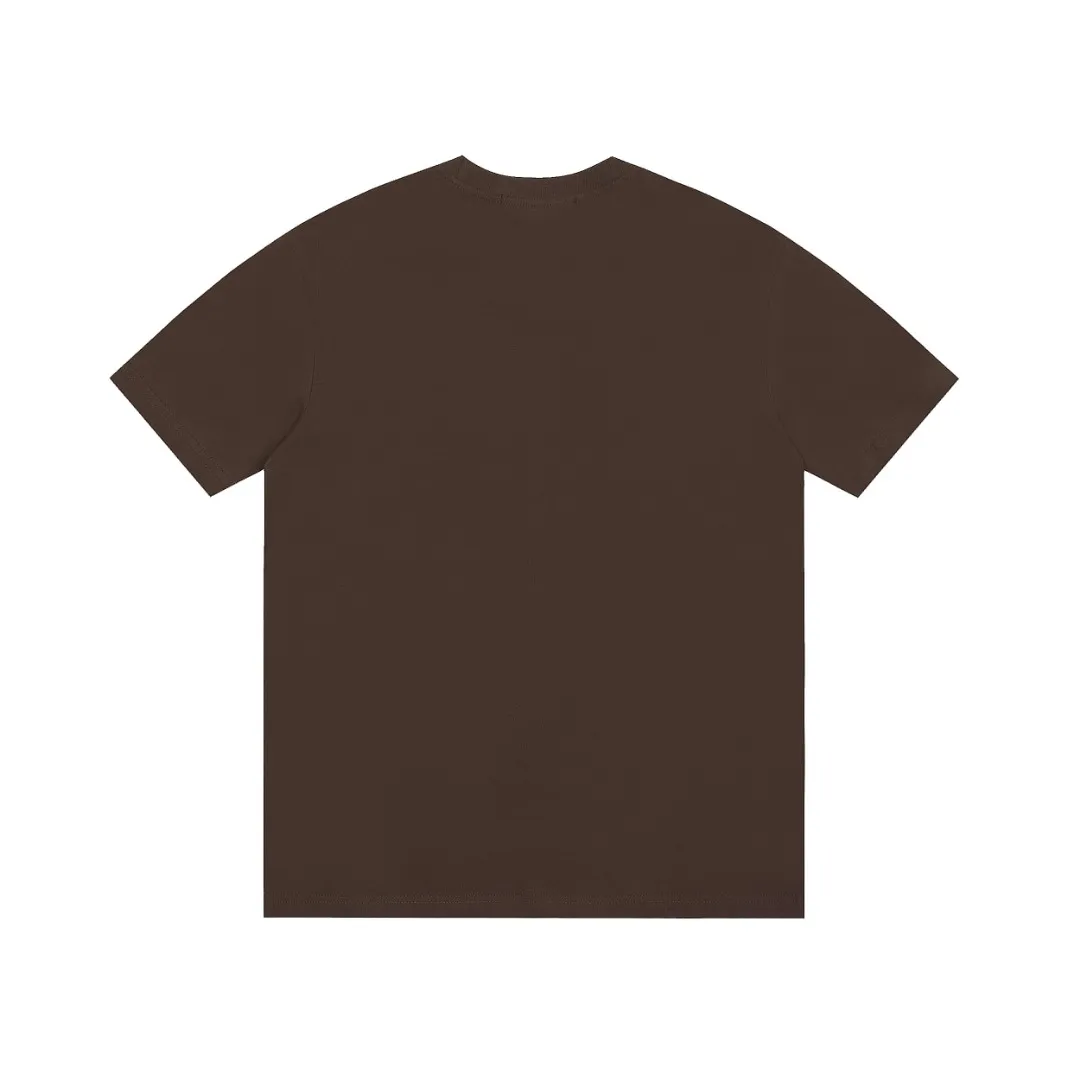 vivienne west wood Queen Mother West Jingdong Maillard color matching small label embroidered short-sleeved color matching high-end niche fashionable must-have matching style 2024 top hot style No need to say more details directly open the full range of correct accessories every detail is completely restored and directly filled up Size: XS-L Color: coffee apricot